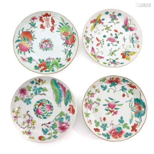 A Collection of 4 Famille Rose Plates