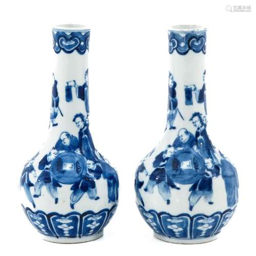 A Pair of Blue and White Vases