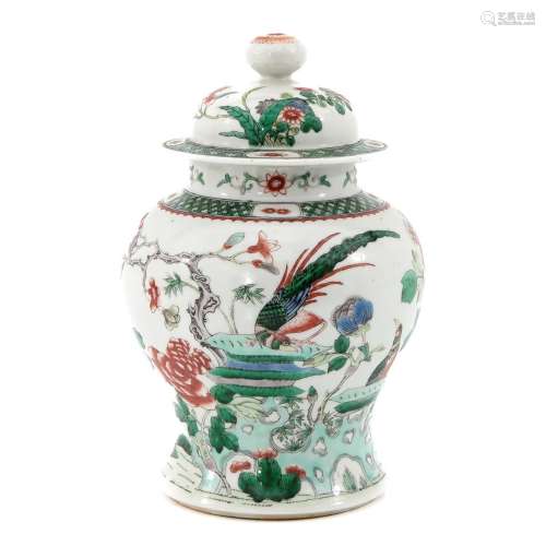 A Famille Verte Jar with Cover