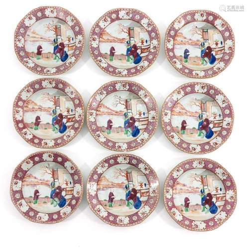 A Collection of 9 Mandarin Decor Plates