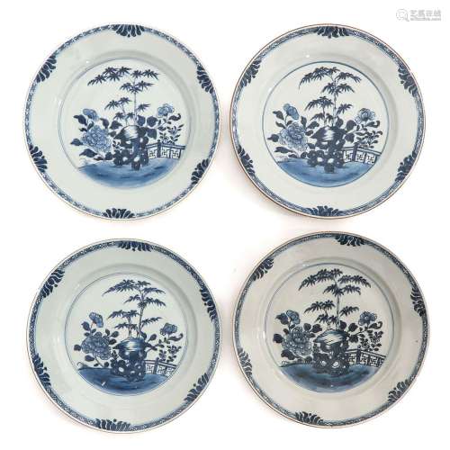 A Series of 4 Blue and White Plates