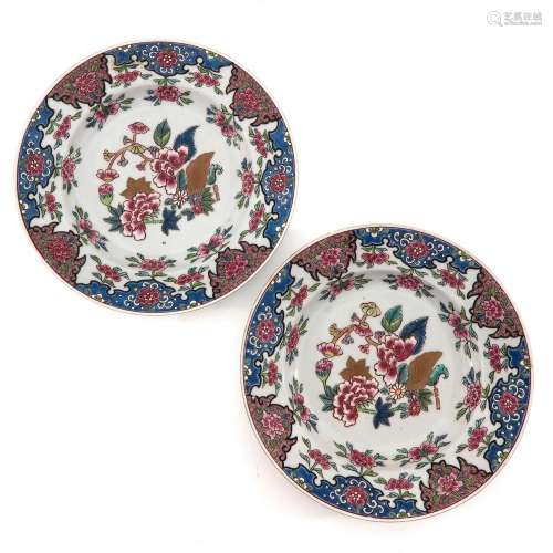 A Pair of Famille Rose Plates