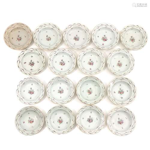 A Collection of 17 Famille Rose Plates
