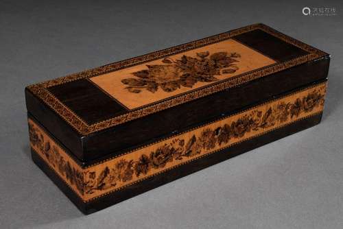 Rectangular "Tunbridge ware" casket with floral mi...