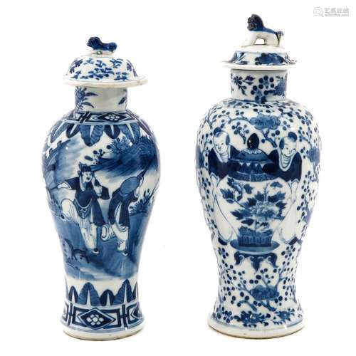 A Lot of 2 Blue and White Vases