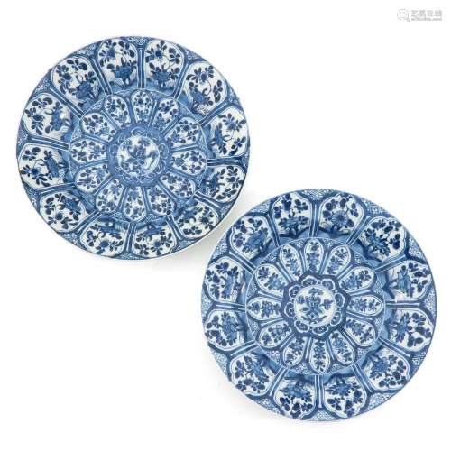 A Pair of Blue and White Plates