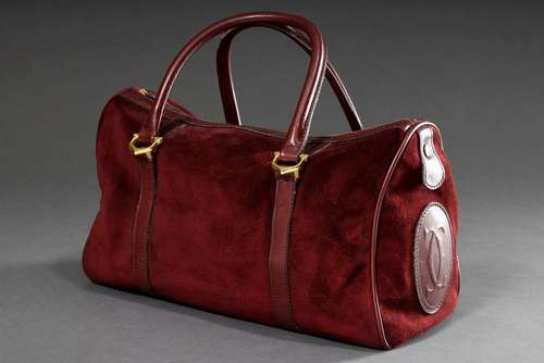 Cartier weekender or hunting bag burgundy suede