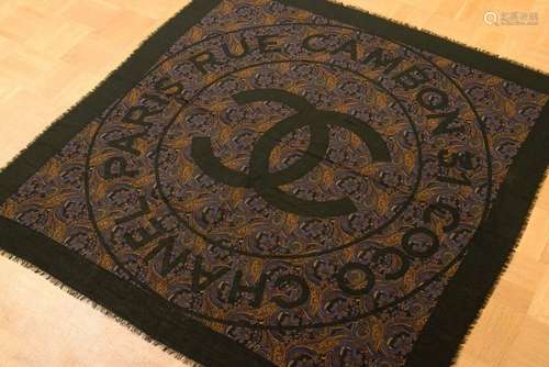 Chanel scarf with "CC" logo with paisley in dark g...