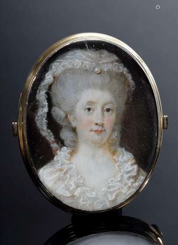 Loupe fine Louis XVI miniature "Lady with lace bonnet&q...