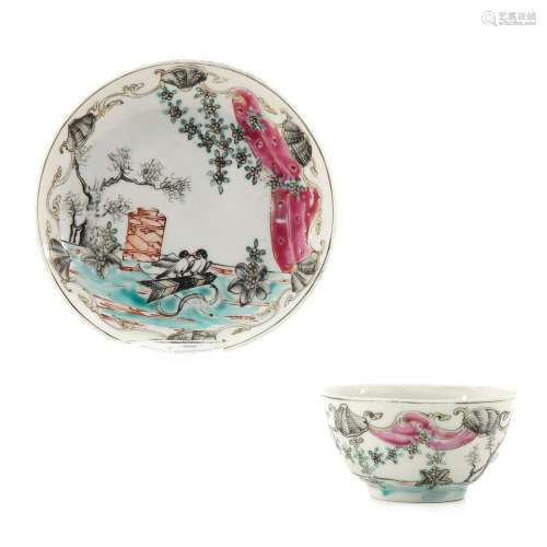 A Encre de Chine Decor Cup and Saucer