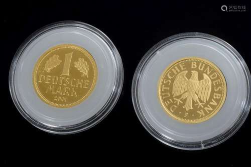 2 YG 999.9 commemorative coins "1 Deutsche Mark"20...