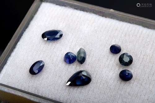 8 Unset faceted sapphires in different cuts together approx....