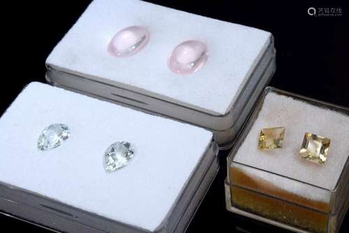 3 Various pairs of gemstones: pair of faceted drop shaped aq...