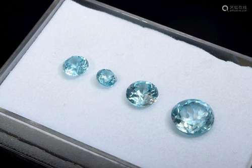 4 Unset blue zircons total approx. 7ct