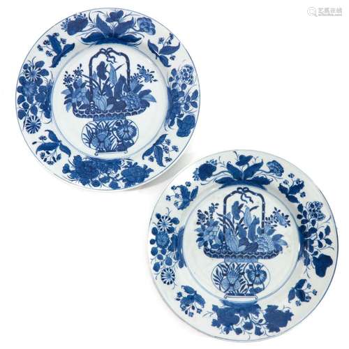 A Pair of Blue and White Plates