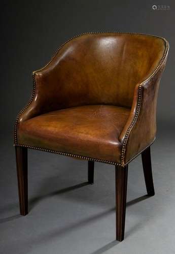 English desk chair with semi-circular backrest on pointed le...