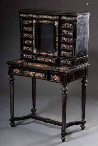 Historicism cabinet with tabernacle display case and ornamen...