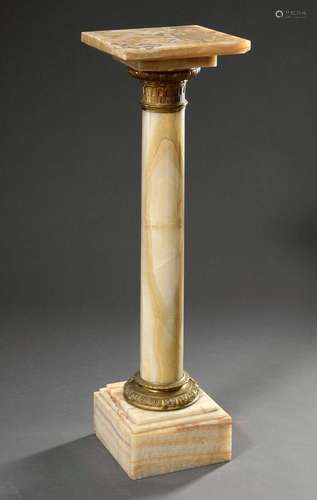 Wilhelminian onyx sculpture column with gilded metal decorat...