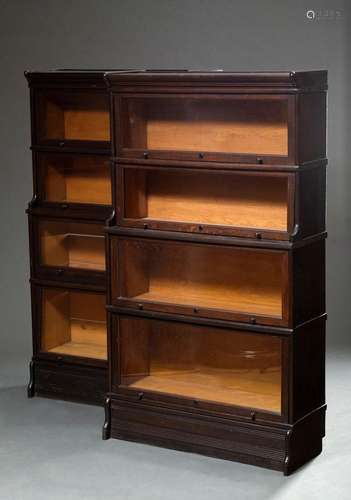 Pair of patent bookcases each with 4 compartments