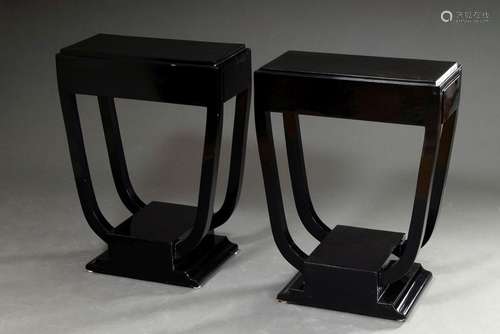 Pair of bedside consoles in Art Deco style with side drawer ...