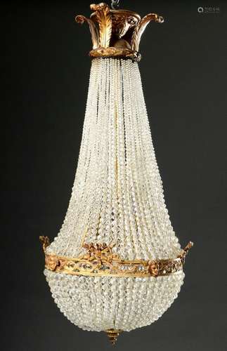 Wilhelminian prismatic basket crown with strings of pearls a...