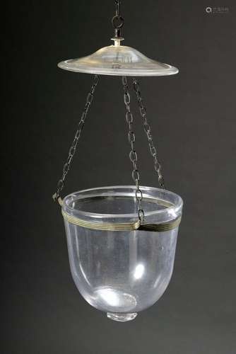 Small glass ceiling lamp with rose finial and metal mounting...