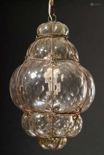 Small Murano baluster light tong-textured blown smoked glass...