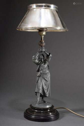 Historicism table lamp with galvano sculpture "Water be...