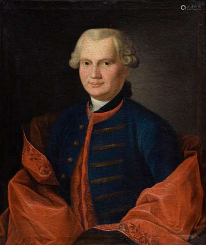 Matthieu Georg David (1737-1778) "Gentleman in blue ski...