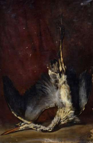 Unknown painter c. 1880 "Still life with dead heron&quo...