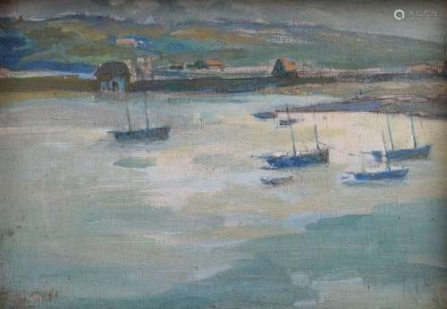 Unknown artist of the 20th c. "Fishing boats off the co...