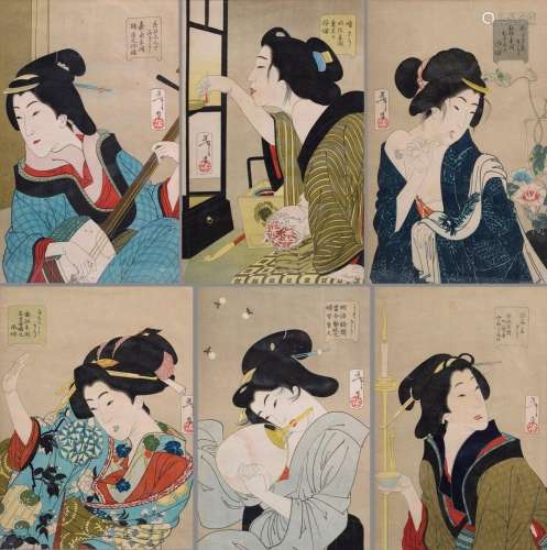 6 Yoshitoshi Tsukioka (1839-1892) Colour woodblock prints fr...