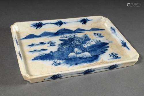 Chinese porcelain tray with blue painting decor "Island...