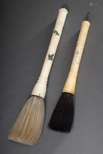 2 Various bone ink brushes for calligraphy with animal hair ...