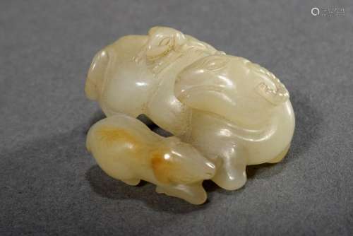 Small Neprit carving "Lying ram with young" 18th c...