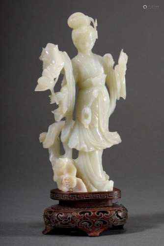 Chinese serpentine carving "He Xiangu" (one of the...