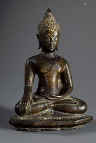 Seated bronze "Buddha" figure in Virasana right ha...