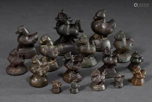 16 Zoomorphic opium weights Burma 18th/19th century