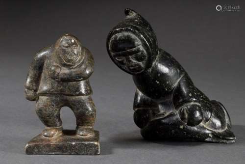 2 Various Inuit soapstone carvings "Standing Man" ...