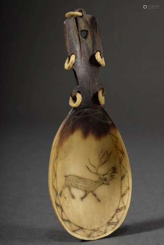 Carved horn spoon with incised decoration "Reindeer&quo...