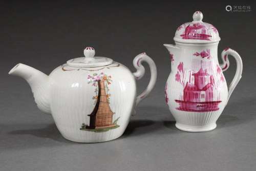 2 Various pieces of Wallendorf porcelain c. 1800: teapot wit...