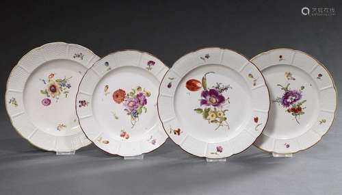 4 Various early Ludwigsburg Altozier plates with polychrome ...