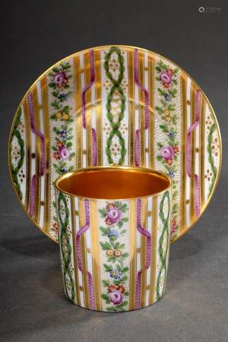 Nymphenburg mocca cup/saucer with rich floral and ornamental...