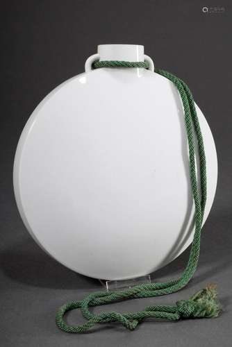 White KPM pilgrim bottle "Trabant" with green cord...