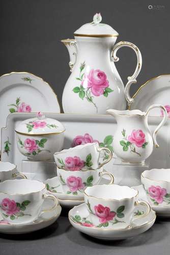 20 pieces Meissen coffee service "Red Rose" consis...