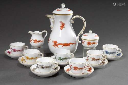 10 pieces Meissen mocha service "Rich Dragon" cons...