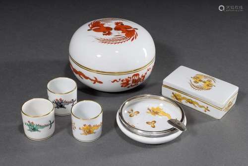 6 Various pieces Meissen "Rich Dragon" in differen...