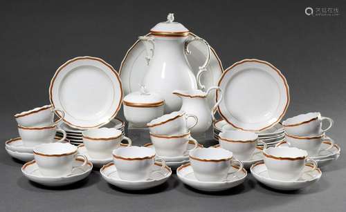 28 piece Meissen coffee service "Korallenroter Rand&quo...