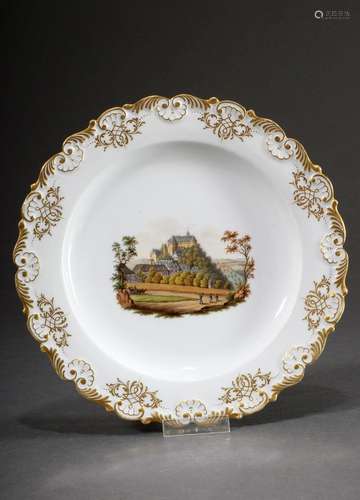 Meissen view plate with fine polychrome painting "Castl...