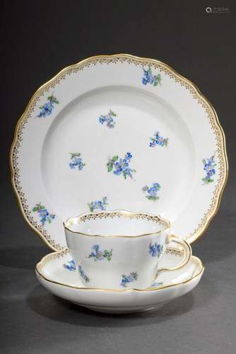 Meissen place setting with polychrome painting "Forget-...